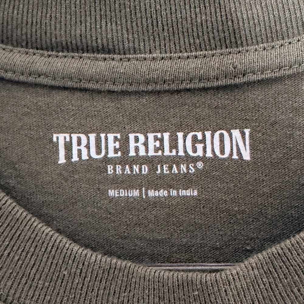True Religion Mens SS University Tee Kalamata Green Graphic Patch T-Shirt 109519 - Picture 6 of 14